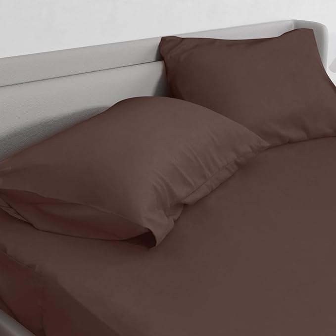 California King Sheet Sets for Air Mattress - Extra Deep Pocket Cal King Sheet Set - 3Pcs Side Storage Pocket Fitted Sheet & Pillowcases Easily Fits 16in to 24in Pillow Top Air Bed Mattress - Brown