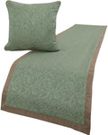 The HomeCentric King/Queen/Twin Blue & Beige Decorative Queen 74"x18" Bed Runner with Pillow Cover, Damask Bed Scarf on Jacquard Fabric - Arabella