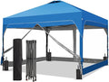 10x10 FT Pop Up Canopy with 4 Clear PVC Sidewalls, Instant 1-Button Push Canopy Tent for Outdoor Activities & Events