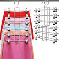 Pants Hangers with Clips,Space Saving Hanging Closet Organizer-6 Tiers Skirt Hangers with 360° Swivel Hook,Closet Organizer-Clothes Hangers- College Dorm Essentials Apartment Essentials-2 Pack