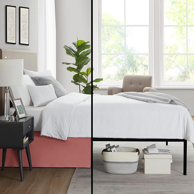 Nestl Pink Clay Bed Skirt Cal King Size - Cal King Bed Skirt 14 Inch Drop - Brushed Microfiber Bed Skirts - Hotel Quality Pleated Bed Skirt - Shrinkage & Fade Resistant