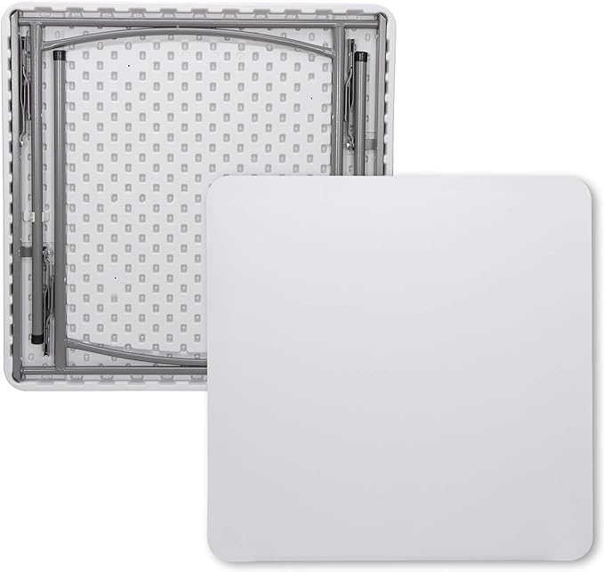 SUPER DEAL 33 Inch Folding Card Table, Indoor Outdoor Portable Plastic Kitchen or Camping Picnic Party Wedding Event Table, White