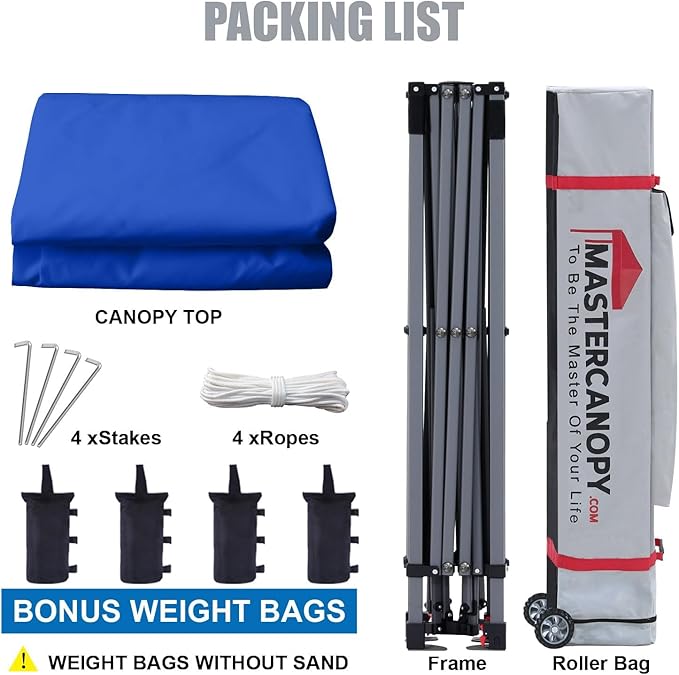MASTERCANOPY Heavy Duty Pop-up Canopy Tent with Sidewalls (10x10,Blue)