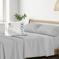 Mayfair Linen 100% Cotton Striped Sheets Split King Size Bed Set - 500 Thread Count Damask Split King Sheets for Adjustable Bed, 5 PC Set (Silver Stripe), Cooling, Sateen 16" Deep Pocket Bedsheet