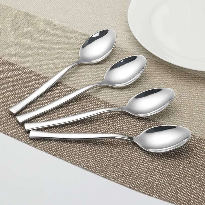 Qskely 12-Piece Dessert Spoons, Stainless Steel Small Spoon