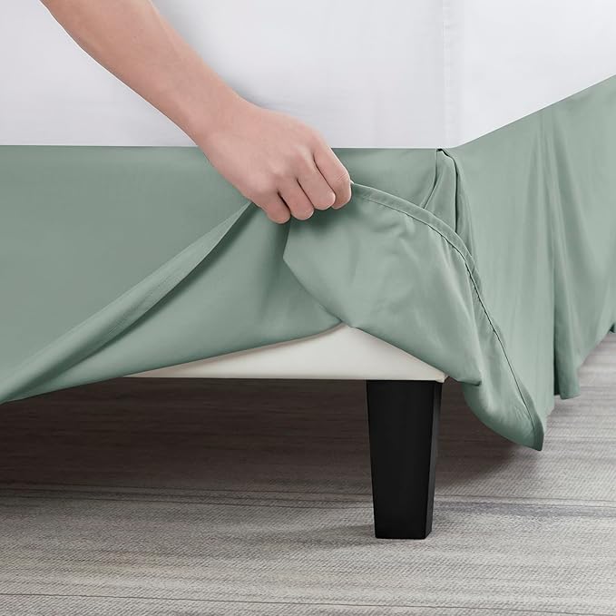 Nestl Sage Green Bed Skirt King Size - King Bed Skirt 14 Inch Drop - Brushed Microfiber Bed Skirts - Hotel Quality Pleated Bed Skirt - Shrinkage & Fade Resistant