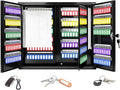 440 Keys Dual-Door Key Lock Box Wall Mount with 20 Adjustable Hook Plates, Numbered Hooks and Tags, Steel Key Cabinet with Index Log, Key Storage Box Key Organizer for Garage Home Office, Black