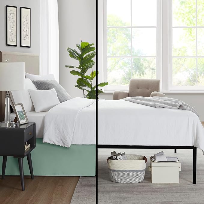 Nestl Sage Green Bed Skirt Cal King Size - Cal King Bed Skirt 14 Inch Drop - Brushed Microfiber Bed Skirts - Hotel Quality Pleated Bed Skirt - Shrinkage & Fade Resistant