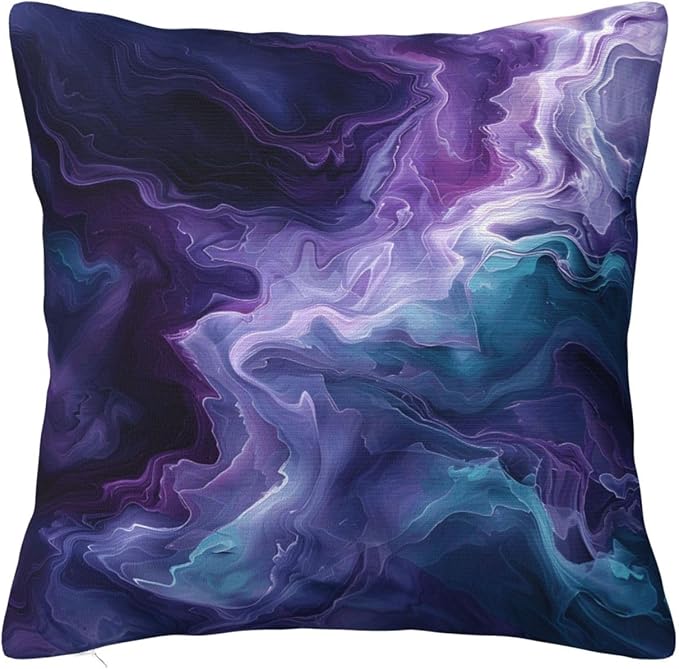 Purple Teal Turquoise Galaxy Nebulous 16x16 inches Throw Pillow Covers Cozy Square Pillowcases Home Decor for Bed Couch Sofa Office Living Room Cushion Covers