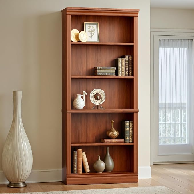 Furniwell Bookcase Bookshelves, 5-Shelf Tall Bookcase 71" Wood Open Display