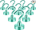 Neosmuk Magnetic Hooks, Heavy Duty 30lb+ Strong Magnet Hook for Cruise Cabins, Cruise Essentials 2026 for Hanging, Metal Wall Refrigerator Hangers (Green, 10 Pack)