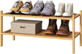 kiplant Bamboo Shoe Rack, 2-Tier Shoe Rack for Entryway, Free Standing Shoe Racks for Indoor & Outdoor, Stackable Shoe Organizer for Closet,