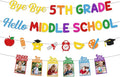 5th Grade Graduation Decorations - 4PCS Bye Bye 5th Grade Graduation Glitter Banners Photo Banner Decor, Colorful Primary Elementary School Congrats Grad Party Supplies (No-DIY)