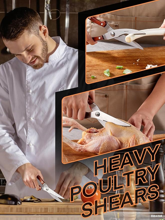 Kitchen Knife Set, 16 Pcs Stainless Steel Knife Block Set with Wood Handle