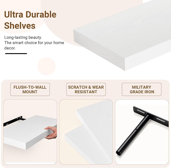 55 Inch Floating Shelves, 12 Inch Deep Floating Shelves