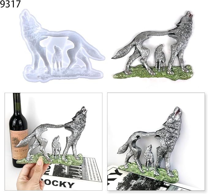 3D Horse Wolf Desktop Decoration Epoxy Resin Silicone Mold 9317+9578