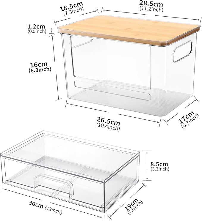 2Pcs Trash Bag Holder Under Sink Stackable Storage, Extra Large Laundry Room Organization and Storage, Laundry Pod Organization with Lid, Garbage Bag Dispenser Roll Holder for Kitchen Cabinet