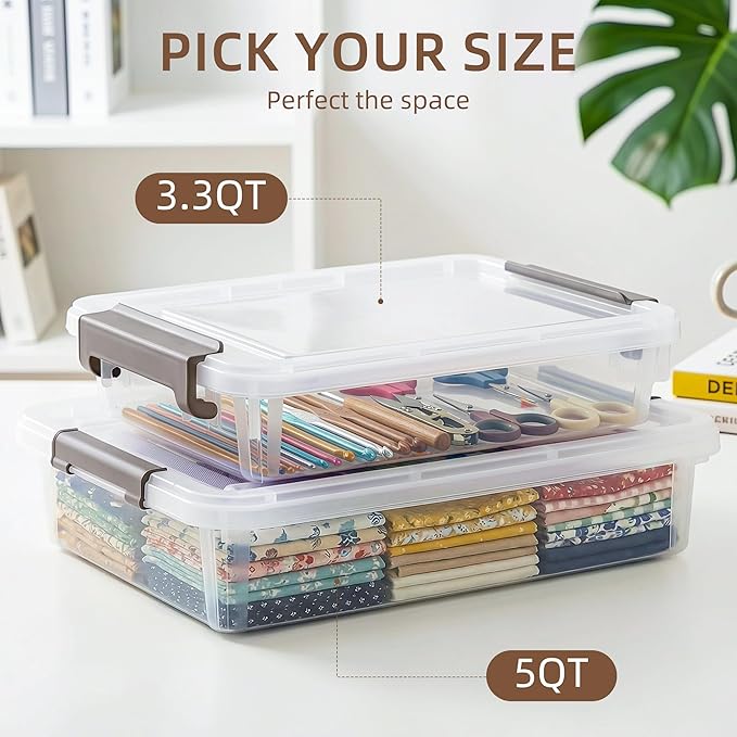 Citylife 20 PCS Plastic Storage Bins with Latching Lids Portable Project Case Clear File Box Stackable Storage Containers for Organizing A4 Paper, Photo, Document, Scrapbook