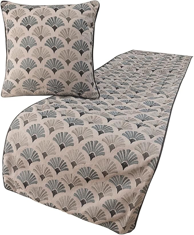 The HomeCentric King Queen Twin Blue & Grey Designer King 90"x18" Bed Runner with Pillow Cover, Floral Embroidery Bed Scarf on Cotton Fabric - Flourish Bloom