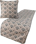 The HomeCentric King Queen Twin Blue & Grey Designer King 90"x18" Bed Runner with Pillow Cover, Floral Embroidery Bed Scarf on Cotton Fabric - Flourish Bloom
