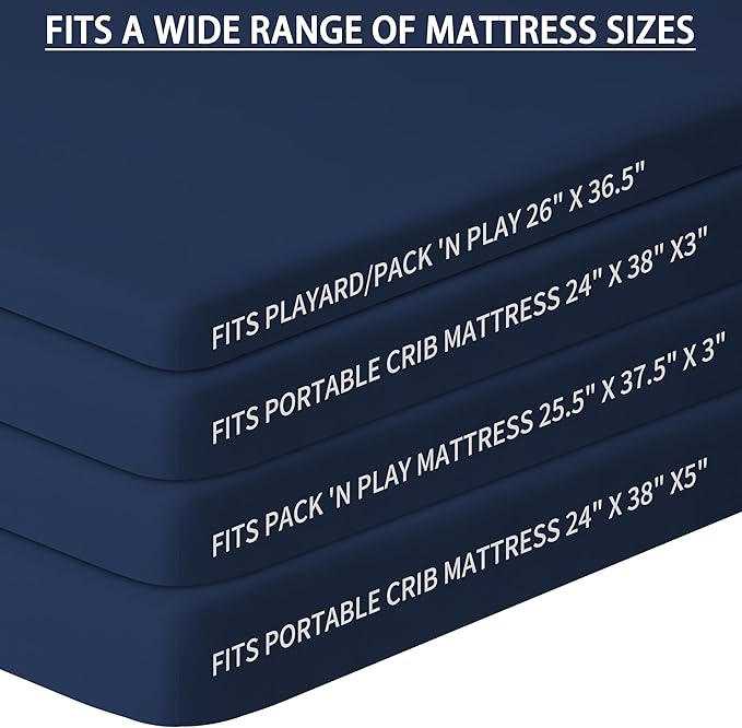 Pack and Play Sheets Fitted, 2 Pack Pack n Play Sheets for Graco Pack n Play Mattress, Unisex Playard Sheets for Boys Girls (Grey & Cyan, 38 X 26 Inch)