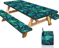 Picnic Table Cover with Bench Covers Portable Table Cloth Built-in Storage Pocket Fitted Tablecloth with Elastic Edges Waterproof Camping Essentials for Indoor Outdoor Rv,72in,Teal
