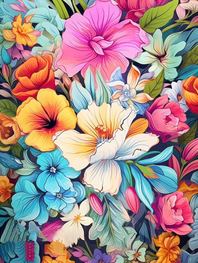 Large Floral Outdoor Rug for Patio Balcony Deck Camping Poolside Garden Machine Washable Waterproof Porch Backyard Outside Carpet 3x5 Orange Blue Pink Flower Mat Easy Clean