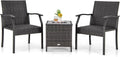 Tangkula 3 Pieces Patio Wicker Chair Set, Waterproof All Weather Resistant