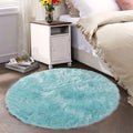 Latepis Large Faux Fur Rug Light Blue Round Rug s6.7ft Circle Fuzzy Plush Rugs for Bedroom Soft Fluffy Rug for Living Room Luxury Home Decor