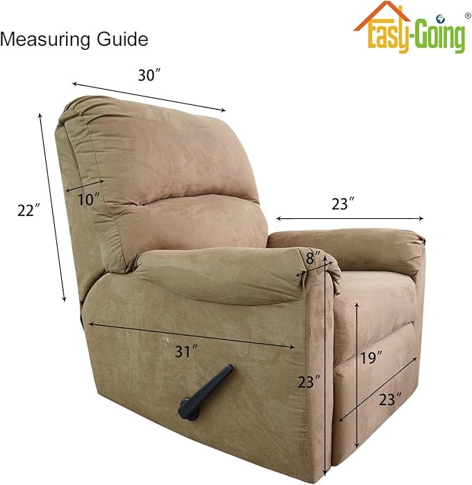 Easy-Going Recliner Stretch Sofa Slipcover Sofa Cover 4-Pieces Furniture Protector Couch Soft with Elastic Bottom Kids Spandex Jacquard Fabric Small Checks(Recliner,Tan,Large)