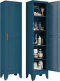 YAUWOH White Narrow Metal Storage Cabinet, Tall Freestanding Cabinet