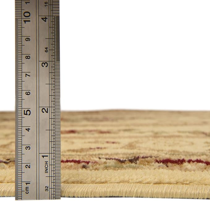Rugs.com Chateau Collection Rug – 6 Ft Square Cream Medium Rug Perfect for Living Rooms, Kitchens, Entryways