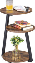 BEWISHOME Round Side Table, 3-Tier End Table, Nightstand