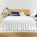 Queen Bed Skirt, Elastic Wrap Around Bed Skirt Queen Size, Bed Skirts for Adjustable Bed, Easy Fit with 18" Drop Length Tailored Drop Dust Ruffle (White)