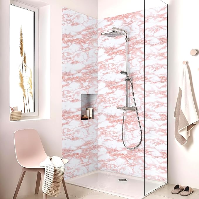practicalWs White/Pink Marble Contact Paper Granite Peel and Stick Countertops