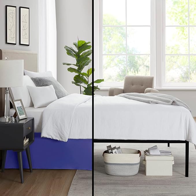 Nestl Royal Blue Blue Bed Skirt Queen Size - Queen Bed Skirt 14 Inch Drop - Brushed Microfiber Bed Skirts - Hotel Quality Pleated Bed Skirt - Shrinkage & Fade Resistant
