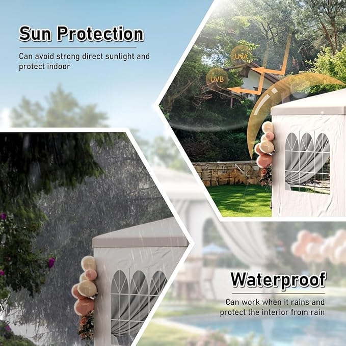 10x30 FT Party Tent, Outdoor Wedding Canopy Tents with Removable Sidewalls, for Parties, Canopy Event Tent Waterproof Gazebo Shelter for Birthday Parties, Weddings, BBQs & Events (7 Sides)