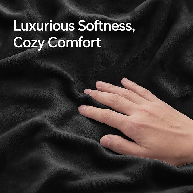 BEDELITE Flannel Pillow Cases Queen Size Set of 2, Super Soft Fleece Pillowcases with Zipper for Bedroom, Sofa, Couch,Luxury Cozy Fuzzy Velvet Pillow Shams for All Seasons(20x30 Inches,Black)