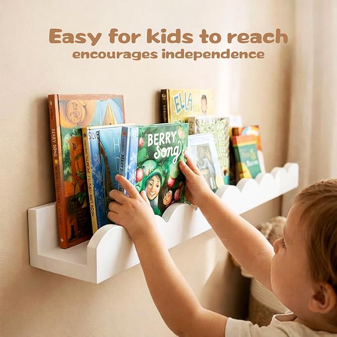 Nursery Floating Shelves for Kids Room, 2 Pack 23.6 Inch White Wall Shelves