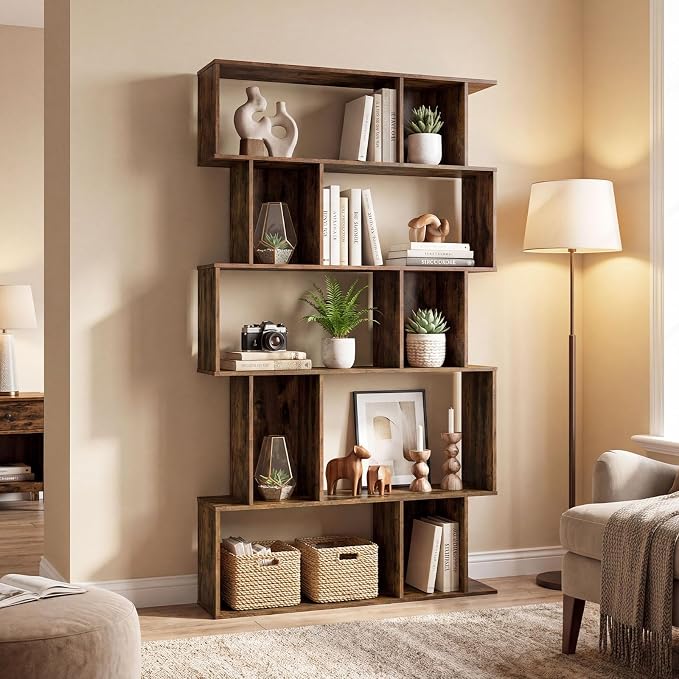 Giantex 5-Tier Bookshelves Set of 2, 10-Cube Geometric Bookcase