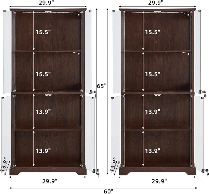 LELELINKY Farmhouse Display Cabinet Set of 2