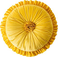 S SSOY Velvet Round Pillow - Ruffle Home Decoration, 13.7in