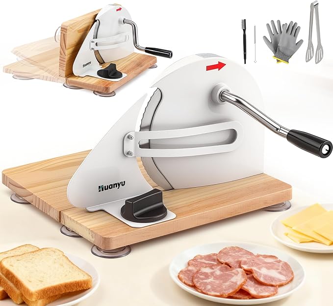 Huanyu Manual Bread Slicer Upgrade Foldable Adjustable Thickness White