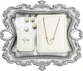 Funly mee 8 x 7 inches Antique Trinket Dish Vintage Jewelry Tray, Ring Holder (Sliver, M)