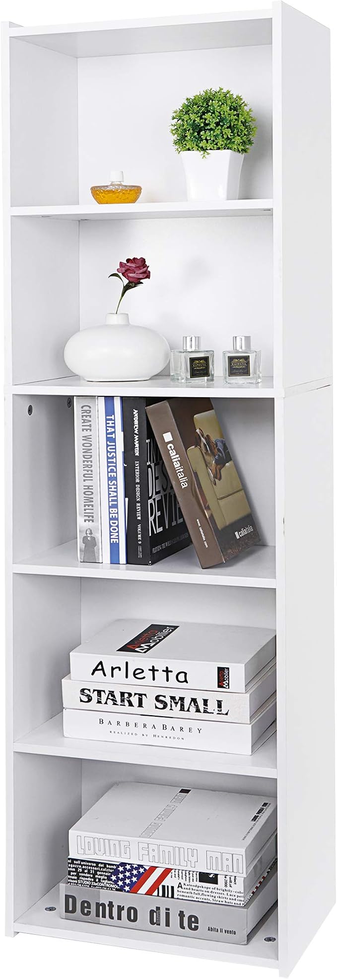 5 Tier Open Bookshelf, 52 Inch Bookcase Storage Rack