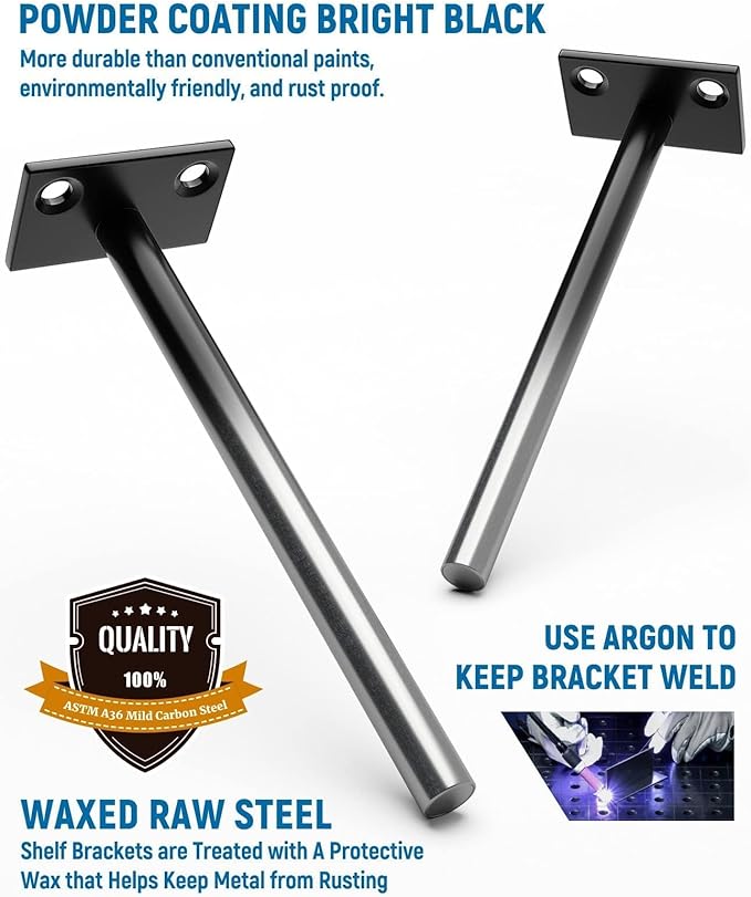 LEOPO Black 32-Pack 6 inch Floating Shelf Brackets, Hidden Shelf Bracket