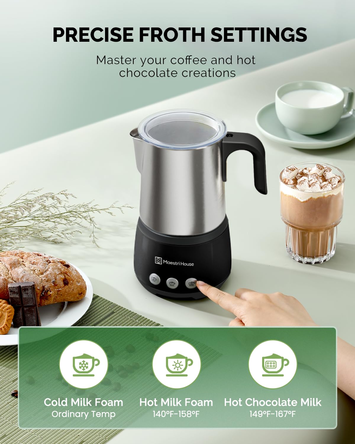Maestri House 16.9OZ BasicFro 500 Electric Milk Steamer and Frother