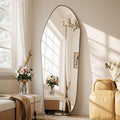 Full Length Mirror - 67"x24" Irregular Diamond Shaped Floor Mirror Aluminum Frame Floor Mirror Full Length for Bedroom Living Room Cloakroom Decor Black