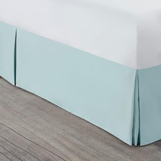 Nestl Light Baby Blue Bed Skirt Cal King Size - Cal King Bed Skirt 14 Inch Drop - Brushed Microfiber Bed Skirts - Hotel Quality Pleated Bed Skirt - Shrinkage & Fade Resistant