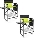 Outvita 2 Piece 31" Tall Directors Chair Height Seat Folding with Side Table Storage Bag, Support for 300Lbs Portable Makeup Artist Chair with Bar Height(Green/Black)